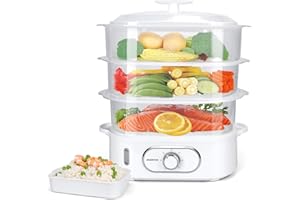 ‎AIGOSTAR Aigostar Elektrischer Dampfgarer 12L mit Timer, Dampfgarer mit 3 stapelbaren Behältern, Reiskocher & Eierhalter, 60-Minuten-Timer, spülmaschinengeeignet 900 W weiß (Modell: Fitfoodiepro)