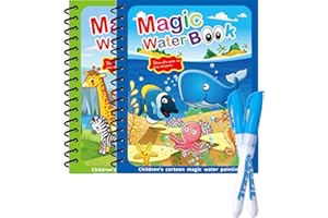Canollo 2 Stück Wassermalbuch mit 2 Stück Wasserstifte für Kinder, Wiederverwendbar Aqua Doodle Baby Malbuch, Water Wwow Malbuch, Wassermalbuch ab 2 Jahr, Magic Water Book Für Kinder Geschenke