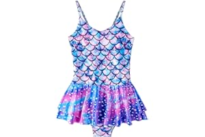 Nivofu Maillot de Bain Une Pièce Sirène Scintillant pour Fille, Enfant 5-12 Ans - Idéal pour Vacances à la Plage et Natation