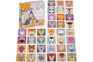 all Kids United Jeu de mémoire de Jeu de Cartes Memo² - avec de Jolies Paires d'animaux ; Jeu de Jouets éducatifs pour Enfants à partir de 2 Ans en Bois (Classique - 72 Cartes)