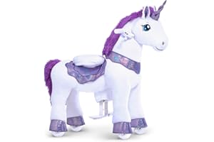 PonyCycle Essential Model E Ride on Unicorn Kids Scooter with Brake (Purple/Size 3 for Age 3-4) Pony Cycle Toddler Rocking Unicorn Mechanical Riding Toy - E313