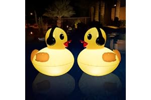 Lampe Solaire Flottante pour Piscines, Lumière Piscine Étanche Flotante de 42cm, Lumiere Piscine LED Canard Embrasé, Lumière Solaire Bassin Gonflables pour Piscines, Étang, Jardin-2 Pièces
