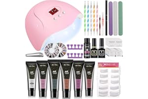 JANE CHOI Set di unghie in gel + lampada UV a LED da 54 W, per unghie in gel, 6 colori, set di smalto in acrilico, per nail art e nail art + 100 unghie finte + lima per unghie + pennello gel (B)
