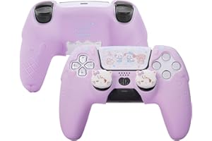 GeekShare PS5 Controller Skin Set, Silicone Protective Shell for PS5 Wireless Controller, Sweet Ice Cream Purple Cover with 2 Thumb Grip Caps - Mikko