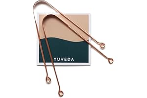 Zungenreiniger aus Kupfer | 2 Ayurveda Zungenschaber für Ayurveda-Ritual | erfolgreich Mundgeruch bekämpfen und beseitigen | Zungenbelag entfernen | inkl. Reisetasche – Yuveda