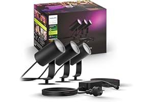 ‎PHILIPS HUE Philips Hue White and Color Ambiance Lampa zewnętrzna Lily (3 szt.), Zestaw Bazowy Wymagający Mostka Hue - Reflektor Ogrodowy LED z Paletą 16 mln Kolorów, Smart LED Sterowane Aplikacją