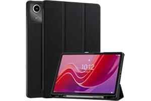 Vakarey Für Lenovo Tab M11 Hülle mit Stifthalter,Ultra-Dünn Smart Schutzhülle für Lenovo Tab M11,Schwarz