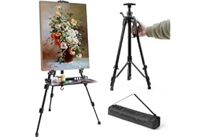 FINEFIZZ Artist Easel Stand for Painting, 55-155cm Adjustable Folding Tripod Display Easel with Portable Bag and Paintbrush Tray, Tabletop and Floor Painting Display Easel for Drawing Art Sketch