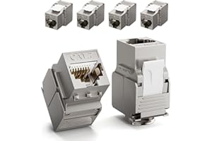 LEENUE 6 Pack RJ45 Keystone Jack Cat7, Gold-pated Keystone Modul for CAT7 CAT6A CAT6 Network Cable PoE, RJ45 Connector, Ethernet Patch Network Cable, Ethernet Socket and Patch Panel, 10 Gbps/600MHZ