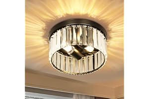 Cainjiazh Round Modern LED Crystal Chandelier Black E14
