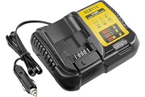 BTRUI DCB112 for Dewalt Battery Car Charger, Replace for Dewalt 12V 20V and 60V Max Lithium-Ion Battery use on Car, Charging Input 12V/24V Cigarette Lighter Plug