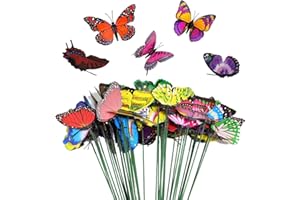 FANGZHE 50PCS Garden Butterflies Stakes, Colorful Garden Decorative Stakes, PVC Waterproof & Durable, Vibrate in Breeze, Multi-Angle Display, Indoor/Outdoor Use