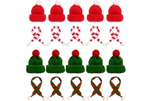 Scinzene 40 Stück Mini Weihnachtsmütze Und Schal Set, Mini Mützen Zum Basteln, Kleine Weihnachtsmützen, Likörflaschen Weihnachten, Für Weihnachten, Weinflasche Abdeckung, Weihnachtsfeiern