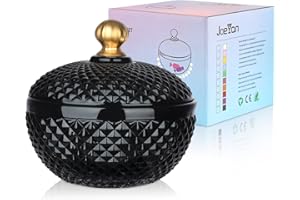 Joeyan Piccoli Barattoli Dolci in Vetro Nero con Coperchio,Piatti di Caramelle in Vetro Rilievo per Noci,Cioccolato,Biscotti,Barattolo Decorativo per Matrimoni,Buffet Festa,Decorazioni per la Casa