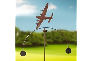 GAP GARDEN PRODUCTS - Lancaster Bomber Double Ball metal Wind Rocker/Spinner supplied bare metal that can be painted or left to age over time to give a rustic patina finish…