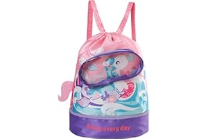 VOICI ET VOILA Schwimmtasche Mädchen Turnbeutel Schwimmtasche Kinder mit Nassfach Sporttasche Mädchen Rucksack mit Nassfach schwimmtasche Wasserdichter Mädchen