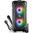 pTron Fusion Party v2 40W Karaoke Bluetooth Party Speaker with 3M Wired Microphone, Dual Drivers, RGB Lights, USB/SD Card Playback, Auto TWS Function & Remote Control (Black)