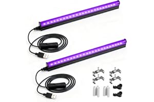 AIVANE 2 Pezzi 5W UV Barra Ultravioletti 24 LED Nera Luce 5V Porta USB 385-400nm Portatile 270° Angolo del Fascio Tubo per Natale, Halloween Sera, Discoteca Pittura Corporale, Fluorescente Blacklight Party