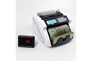BETTER OFFICE PRODUCTS Large Money Counter Machine, USD/EUR/GBP/CAD Counterfeit Bill Detector with LCD Display, Advanced Detection, 300 Bill Capacity, 1000 Notes per Min, Total Value, Batch Function + More