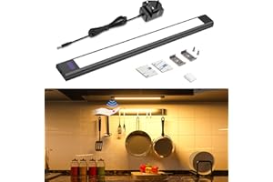 WOBANE Under Cabinet Lighting,Hand Wave Sensing,Plug in LED Light Bar,30cm Super Bright Cabinet Lights Kit for Kitchen,Counter,Shelf,Desk,Workbench,2700K Warm White,1 Panel,5W,12V,280lumen,Black