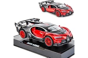 TGRCM-CZ Bugatti Vision GT Supercar 1/32 en alliage de zinc moulé sous pression Modèle de voiture jouet son et lumière pour garçon fille Cadeau (rouge)