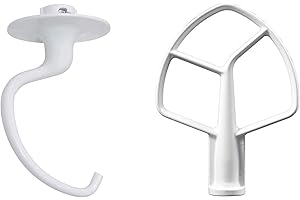 K AID Accessoires K5ADH crochet à pâte et K5AB batteur plat convenant aux robots culinaires KitchenAid KPM5, KSM50, K5 Heavy Duty.
