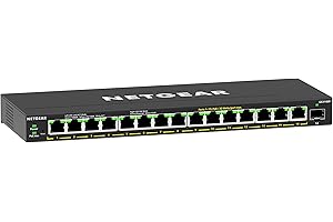 NETGEAR (GS316EP) Switch Ethernet, 16 porte, Gigabit Ethernet LAN PoE Plus (con 15x PoE+ 180W e 1x SFP, switch di rete gestito con IGMP Snooping, QoS, VLAN, senza ventola)