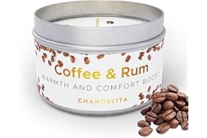 CHANDELITA Vela Aromática Perfumada de Café con un Sutil Aroma a Ron con Cera de Soja para Mejorar Nuestras Capacidades Cognitivas, Optimizar la Atención y Disfrutar de un Estado de Bienestar