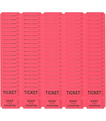 100 Billets De Tombola Numérotés – Tickets Rouges 2 X 1 Pouce – Pour Fêtes, Carnavals, événements Et Jeux De Société