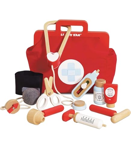 UMU® Wooden Doctor's Case, Children's Play Set With Stethoscope