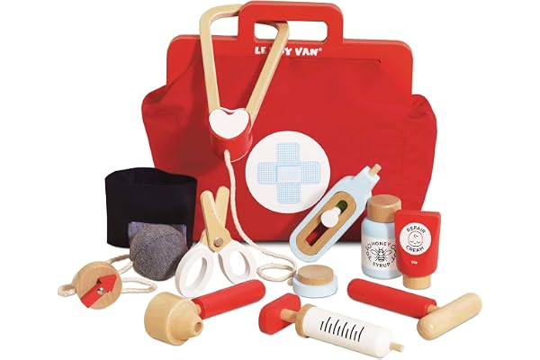 Le Toy Van - Kids Wooden Educational Pretend Play Honeybake Doctor's Medical Play Set Kit, Kids Pretend Play Role Play For Boys And Girls - 3 Year Old +