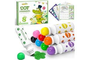 JUPITEARTH 22 PCS Dot Markers for Toddlers, 8 Colors Washable Bingo Daubers with 120 PDF & 12 Printed Activity Papers 2 Stencils, Non-Toxic Dot Paint for Toddler 1-3, Markers for Kid Arts and Crafts
