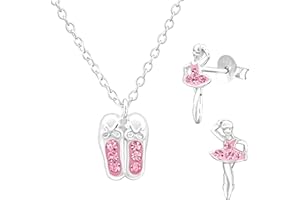 JAYARE Kinder Schmuckset Mädchen - Halskette und Ohrringe - Kette Silber 925 mit Anhänger und Ohrstecker