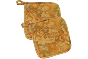 ALVIERO MARTINI - 1CLASSE Alviero Martini Guanto da Cucina Pangea Marrone Diam 26 cm Quadrato Tessuto Lavabile in Lavatrice