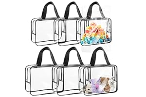 FUXUNAMZ 6 bolsa juguetes grandes, organizador juguetes de PVC con cremallera y asas, impermeable, bolsa de aseo para la familia, cosméticos, pañuelos, negro