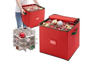 BODYGAD Caja De Almacenamiento Para Bolas De Navidad Con Divisores Ajustables, Bolsa De Almacenamiento NavideñA Con 4 Niveles, ExtraíBle Con Asas, 64 Bolsas De Almacenamiento De Bolas, Tejido No Tejido