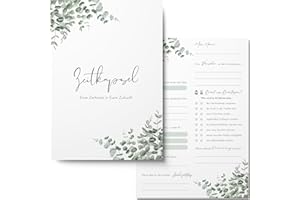 ‎MAVANTO 50x Zeitkapsel Karten Hochzeit - Spaßiges Zeitkapsel Hochzeitsspiel für Gäste als Alternative zum Gästebuch (Eukalyptus)