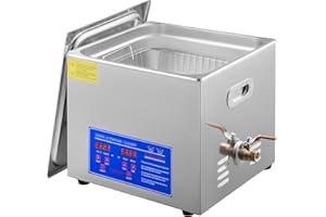 VEVOR Pulitore ad Ultrasuoni 15L Lavatrice ad Ultrasuoni Professionale in Acciaio Inossidabile Multifunzione con Timer Digitale di Riscaldamento per Occhiali Orologi Gioielli Laboratorio