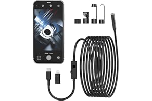 BUICXJKZ Endoskopkamera mit Licht 200W - Wasserdicht IP67, 1920 * 1440P HD, 8 LEDs, 5m Kabel für Android & iOS Tablet, iPhone, iPad, Samsung