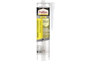 Pattex Sigillante Bianco Muri e Fessure, Acrilico, Verniciabile, per Facciate, Giunti, Fessure, Inodore, Uso Interno, Senza Solventi, Cartuccia da 280 ml