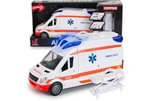 CELMAN Samochód zabawkowy medyczny, wózek ratunkowy, w zestawie bagażnik, tylna klapa do otwierania, światło i dźwięk, duży samochód zabawkowy dla dzieci od 3, 4, 5, 6, 7, 8 lat