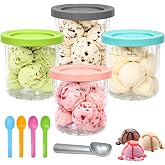Gokemuak 4 Pieces Creami Containers for Ninja Ice Cream Machine | Compatible with NC301 NC300 NC299, Dishwasher Safe, BPA Fre