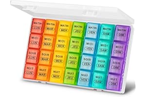 Mossime Porta Pastiglie Settimanale, Ultra Grande 7 Giorni 4 Volte Portapillole Giornaliero, 28 Scomparti Portapillole Grande Integratori Per Vitamine, Oli Di Pesce, Medicina,medicamentos