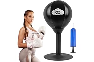 ERZEKRIM Punchingball Tisch, Desktop Punching Bag,Mini Boxsack, Mit Starken Saugnäpfen, Stressabbauender Tisch-Sandsack-Boxsack, zum Stressabbau Schwarz