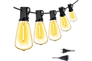 Hcnew Łańcuch świetlny z żarówkami, do użytku na zewnątrz, łańcuch świetlny LED, dekoracyjny łańcuch świetlny, wodoszczelny, tworzywo sztuczne, dekoracja na imprezę (ST38, 7,6 m/10 żarówek)