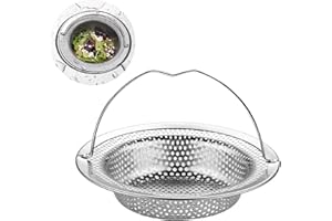 jatimdotin Bouchon Evier Cuisine, Filtre Evier avec Poignée, Bouchon Evier en Acier Inoxydable, Crépine Cuisine Meilleur pour Vidange et Antiblocage (11 x 8 x 2 cm)