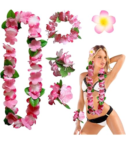 Collana Hawaiana Fiori Collane Hawaiane Ghirlande,5 Tropicale Hawaiana Festa Spiaggia Fiori Decorazioni,Ghirlande Di Hawaii Braccialetto Fiore Collane Molletta Fiore Estate Ghirlande Riutilizzabili Estate