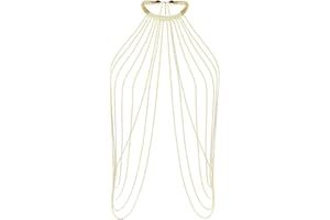 KAIOWPEIC Körperketten für Frauen, Geschichtete Quaste Körperkette Gold, Legierungen Geschichtete Quaste Körperkette, Bikini BH Body Chain, Sexy Mehrschichtig Lange Brustkette für Goldkette Fasching Party