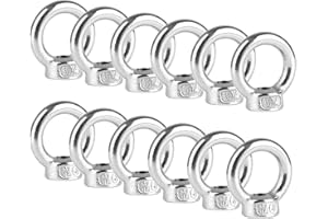 YONGQING 12 sztuk nakrętek oczkowych M6, 304 oczka ze stali nierdzewnej, gwintowane, nakrętki oczkowe, oczka, oczka, akcesoria do montażu liny, akcesoria do podnoszenia