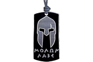 Real Bullet Design Dog-Tag Schwarz Molon Labe + Spartaner Helm mit Paracord Halsschnur